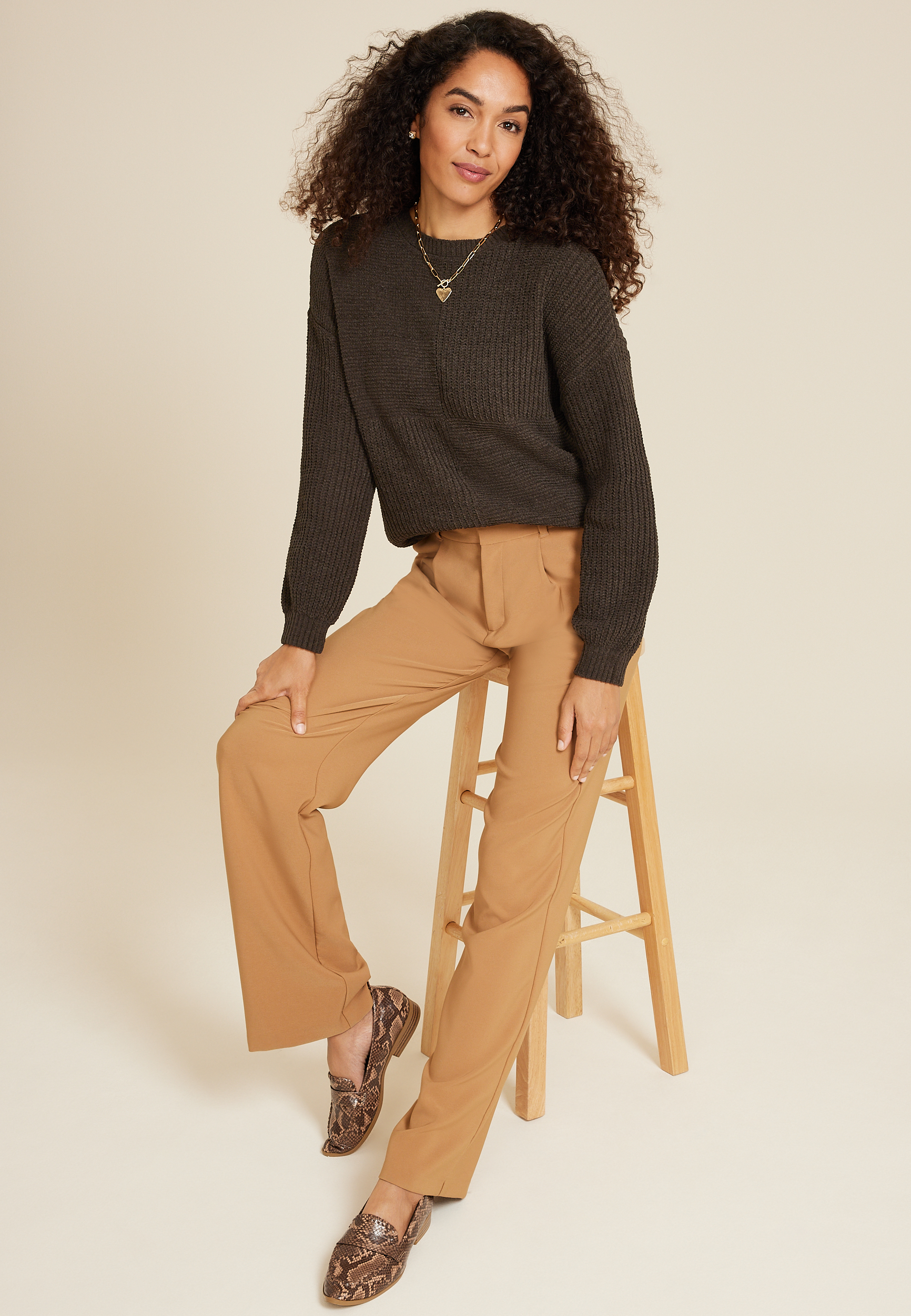 Matte Chenille Checkerboard Sweater