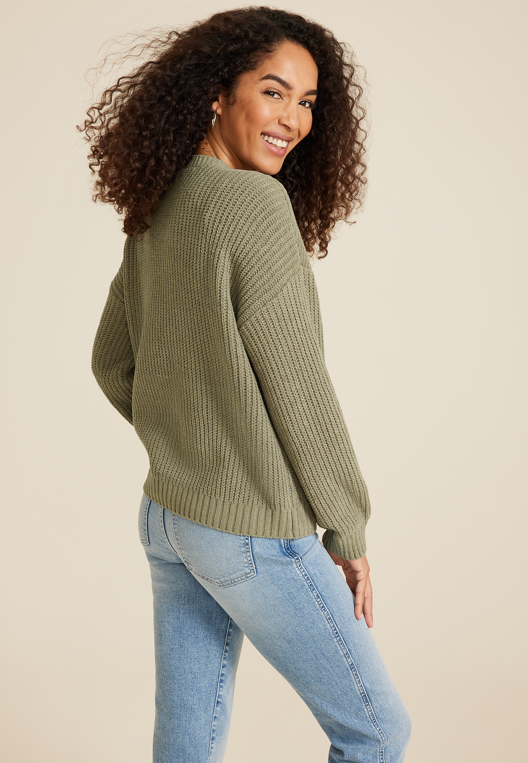 Matte Chenille Checkerboard Sweater, C9745, large