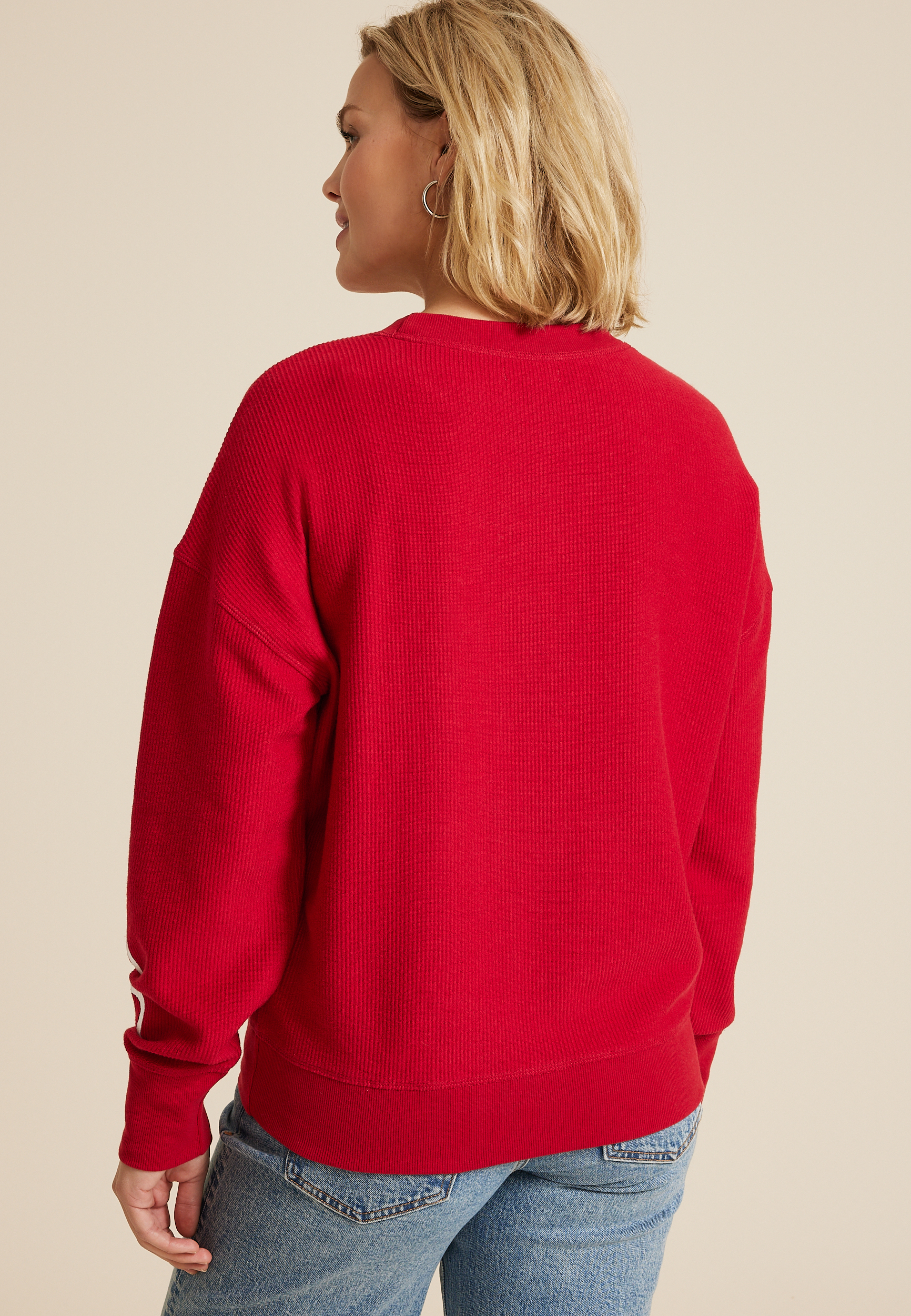 Holly Jolly Vibes Relaxed Fit Sweatshirt, REBEL RED, large