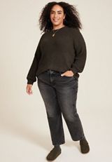 Plus Size Matte Chenille Checkerboard Sweater, C3579, small