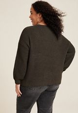 Plus Size Matte Chenille Checkerboard Sweater, C3579, small