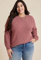 Plus Size Matte Chenille Checkerboard Sweater, JASPER BROWN, small