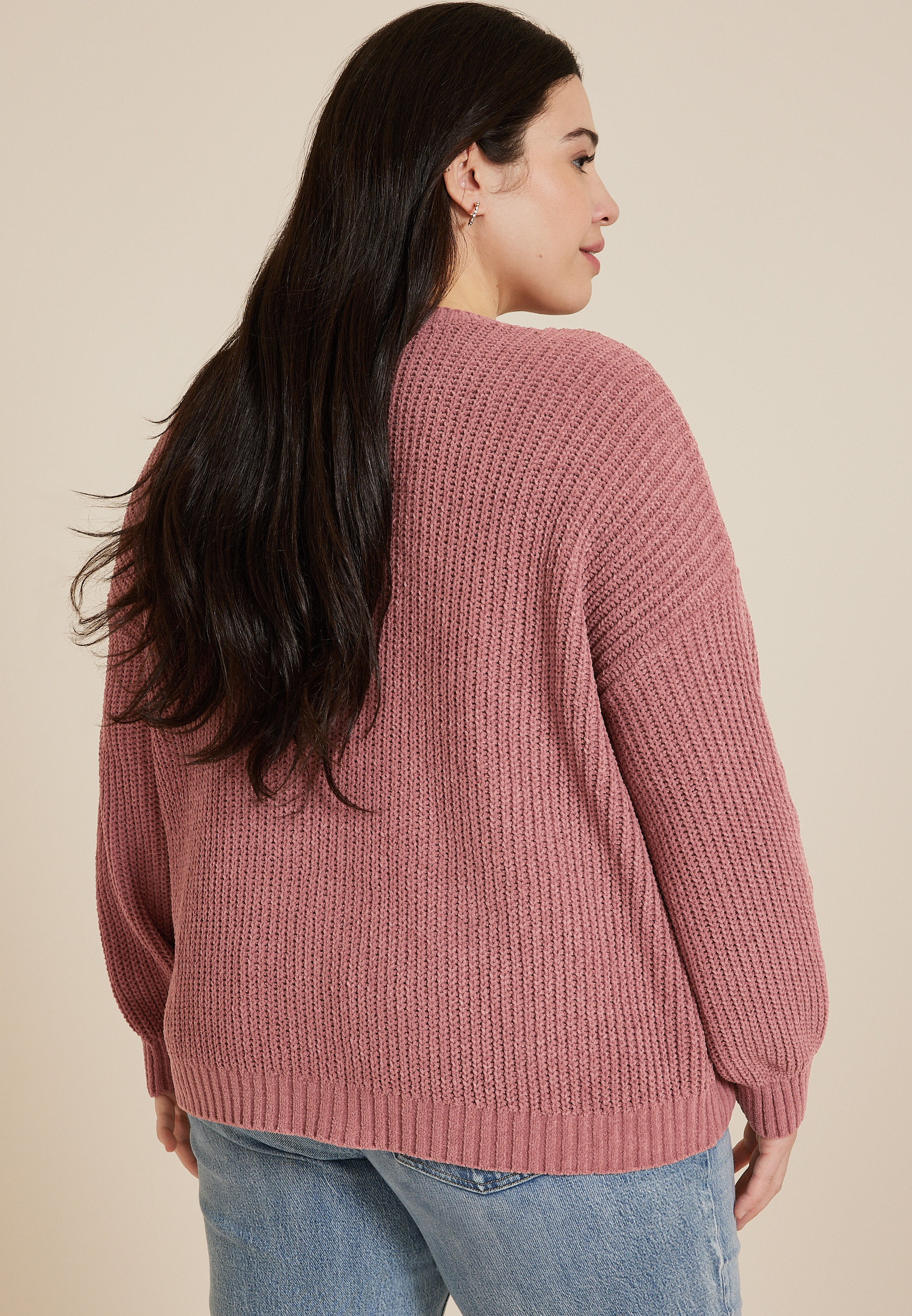 Plus Size Matte Chenille Checkerboard Sweater, JASPER BROWN, large