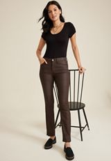 edgely&trade; High Rise Brown Coated Slim Straight Jean, C1838, small