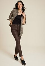 edgely&trade; High Rise Brown Coated Slim Straight Jean, C1838, small