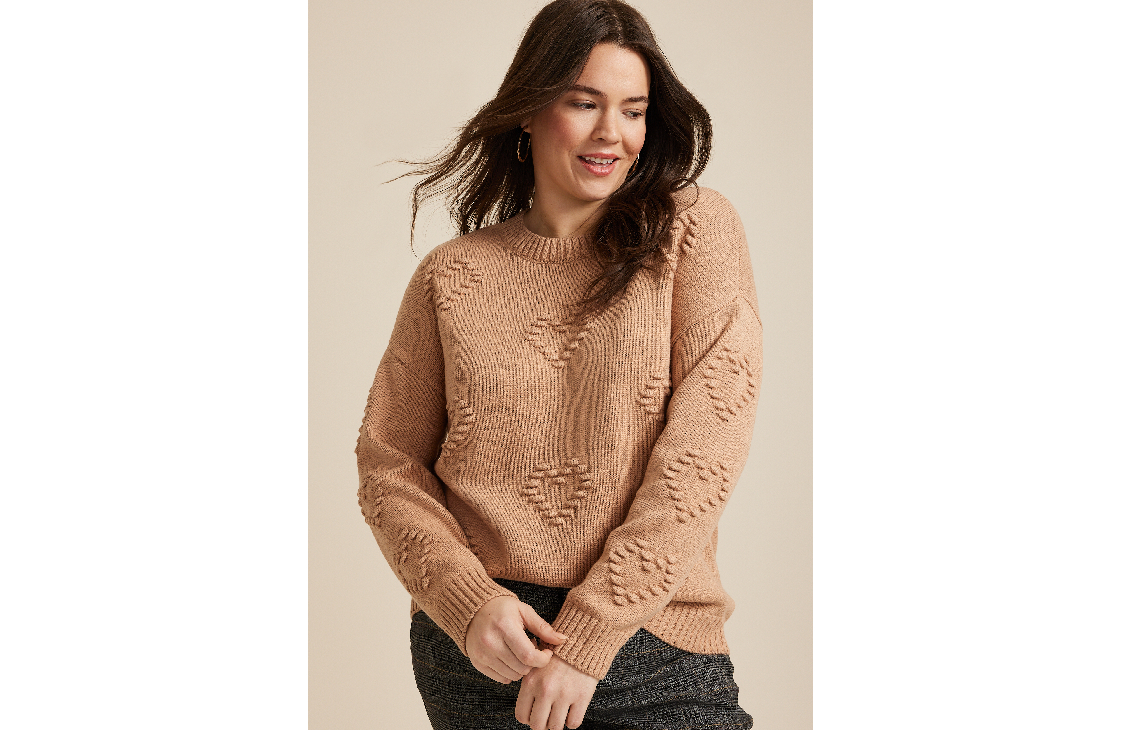 Plus Bubble Heart Crew Neck Sweater