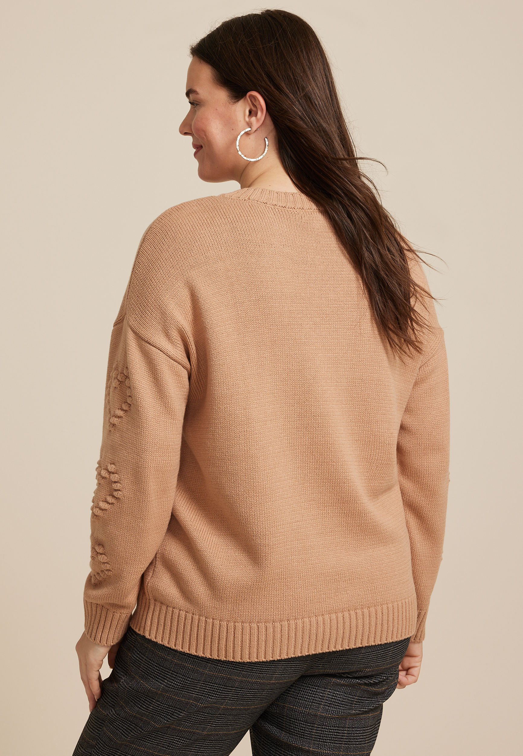 Plus Size Bubble Heart Crew Neck Sweater, C211, large