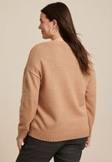 Plus Size Bubble Heart Crew Neck Sweater, C211, small