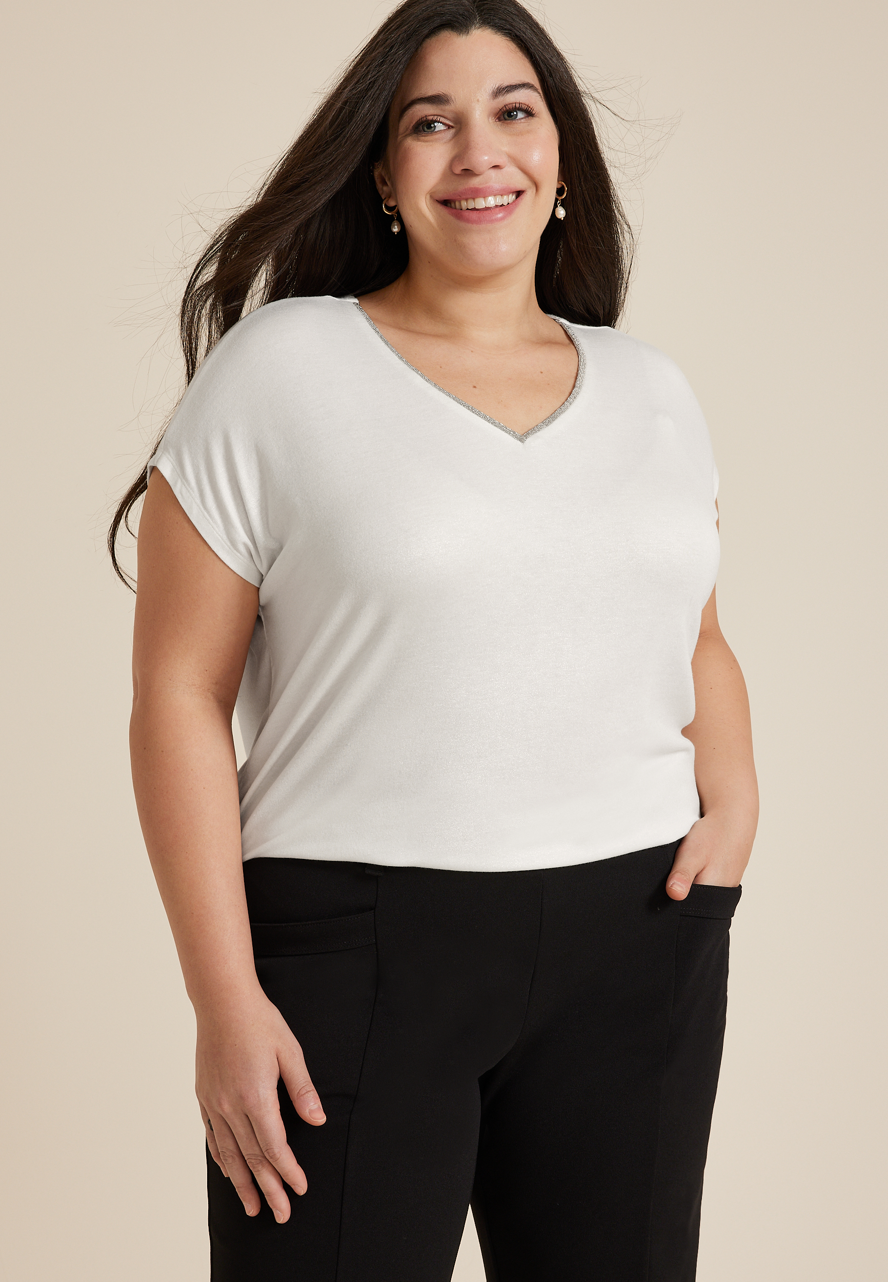 White plus size tops top