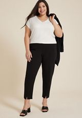 Plus Size edgely&trade; Metallic Trim V Neck Tee, C4673, small