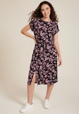 24/7 Clara Floral Tie Waist Midi Dress, C1756, small