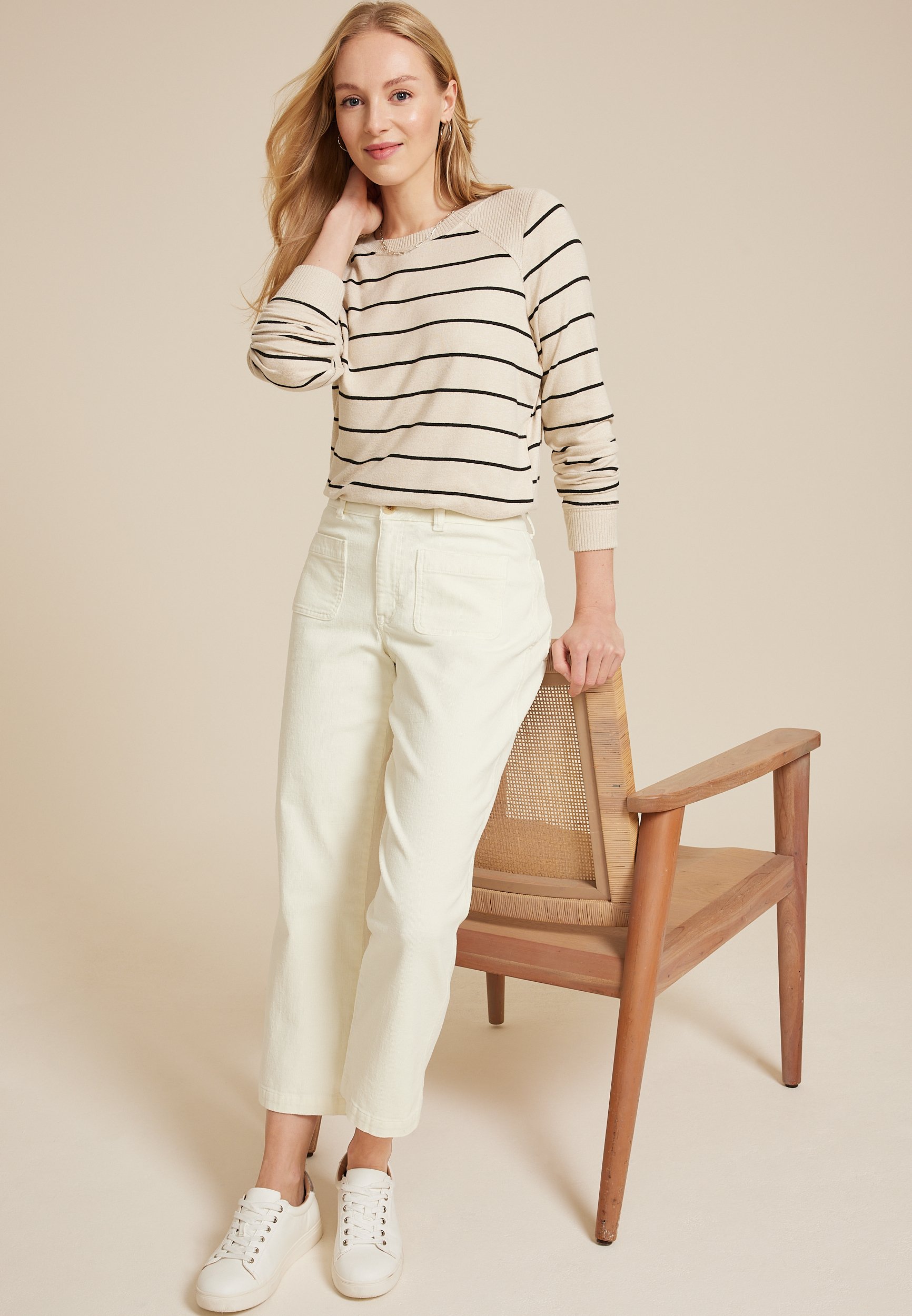 Corduroy High Rise Patch Pocket Wide Leg Pant, C2789, large