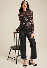 edgely&trade; Faux Leather High Rise Patch Pocket Wide Leg Pant, C106, small