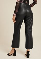 edgely&trade; Faux Leather High Rise Patch Pocket Wide Leg Pant, C106, small
