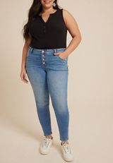 Plus Size m jeans by maurices&trade; Mid Rise Button Fly Jegging, C3337, small