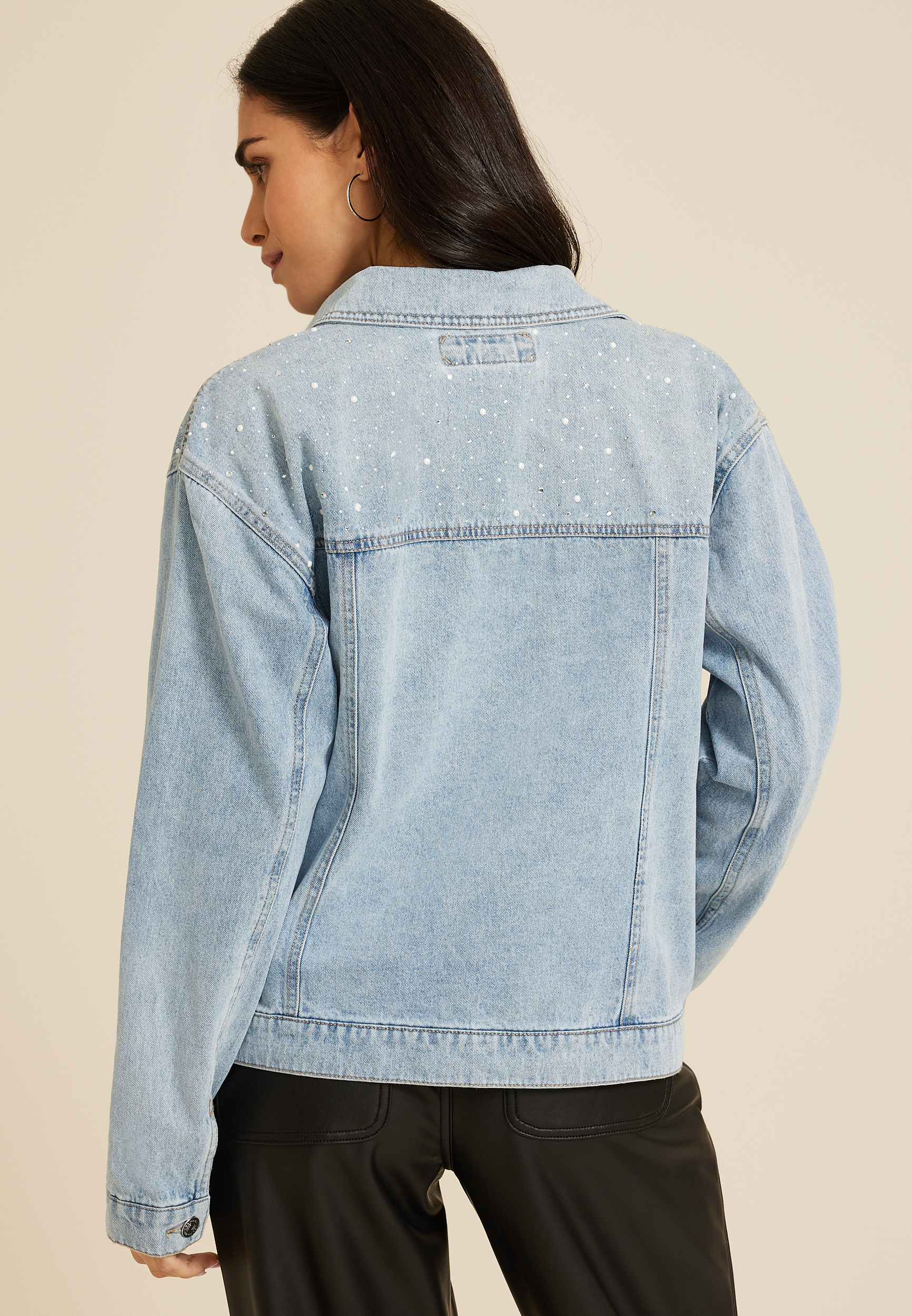 Light Nonstretch Sparkle Denim Jacket, C2806, large