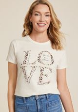 Animal Print Love Classic Fit Graphic Tee, C2789, small