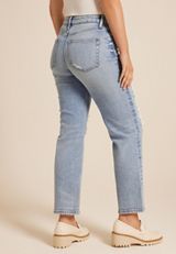 edgely&trade; High Rise Ripped Relaxed Straight Ankle Jean, , small