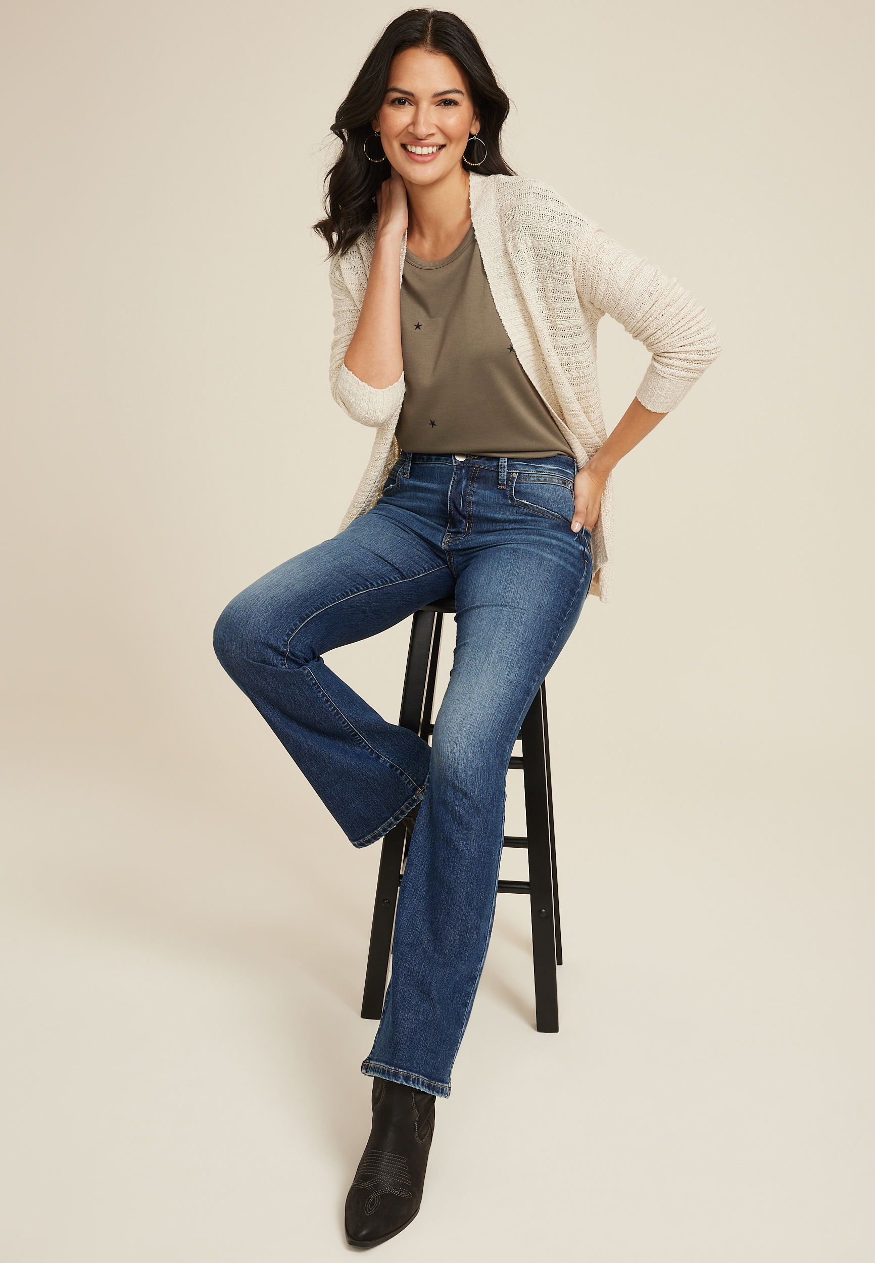 Everflex™ Dark Mid Rise Flare Jean | maurices