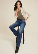 Everflex&trade; Dark Mid Rise Flare Jean, C258, small