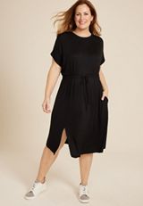 Plus Size 24/7 Clara Tie Waist Midi Dress, C106, small