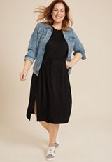 Plus Size 24/7 Clara Tie Waist Midi Dress, C106, small