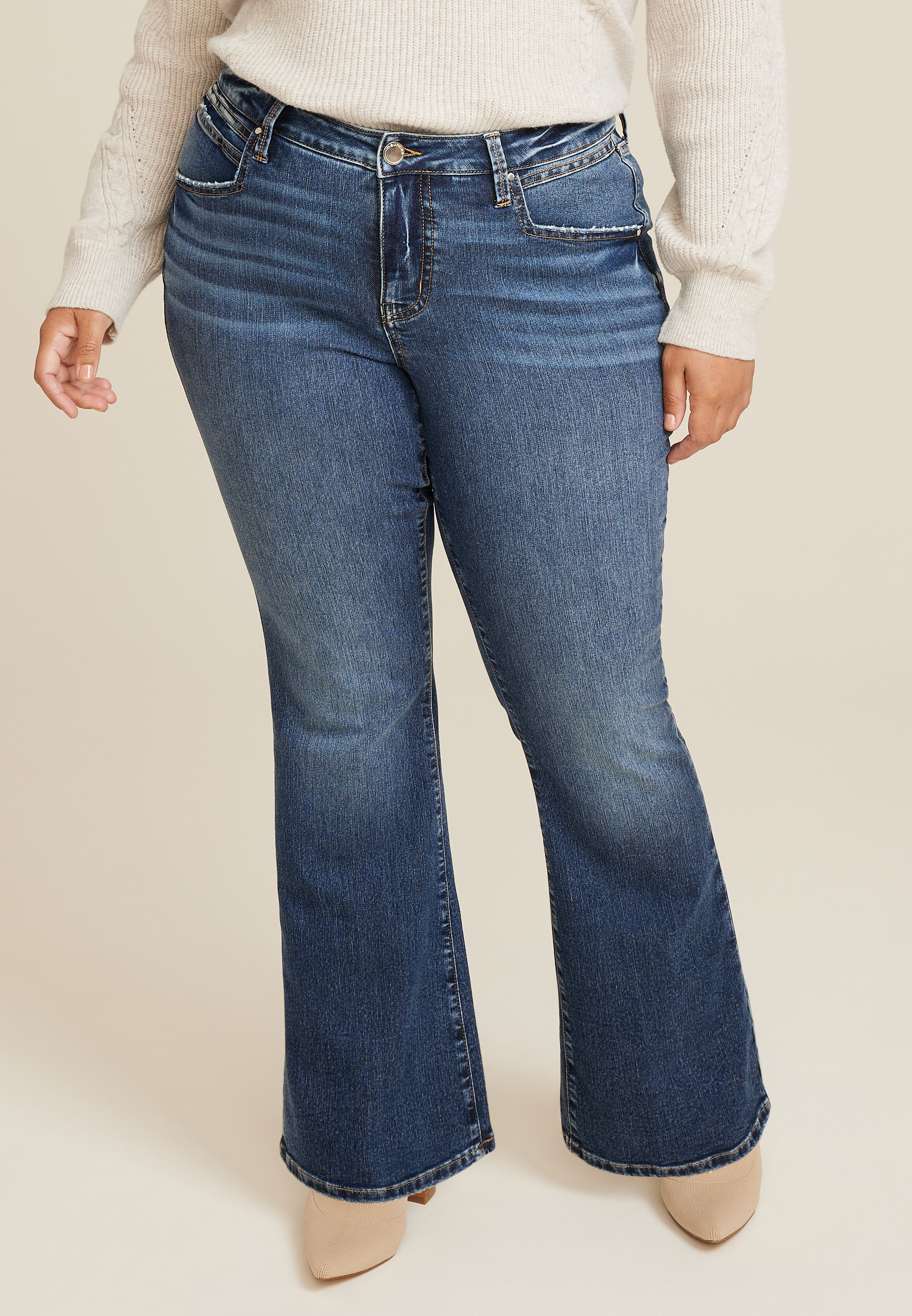 Plus Everflex™ Dark Mid Rise Flare Jean