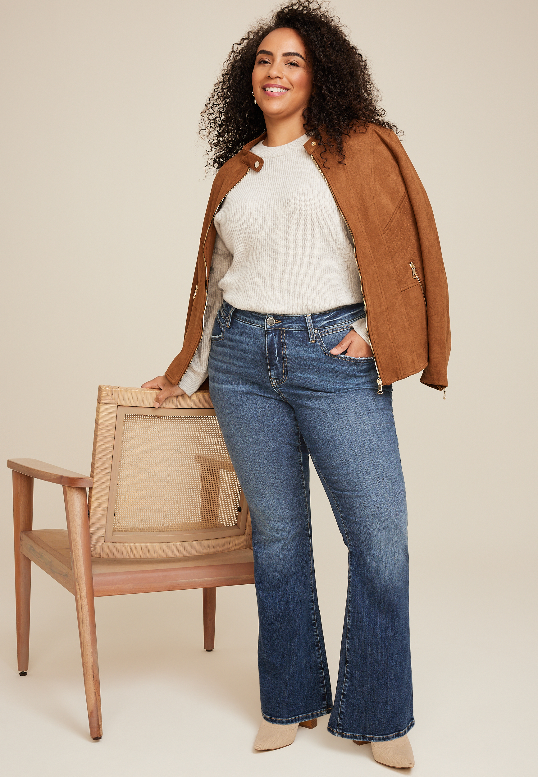 Plus Size Everflex™ Dark Mid Rise Flare Jean | maurices