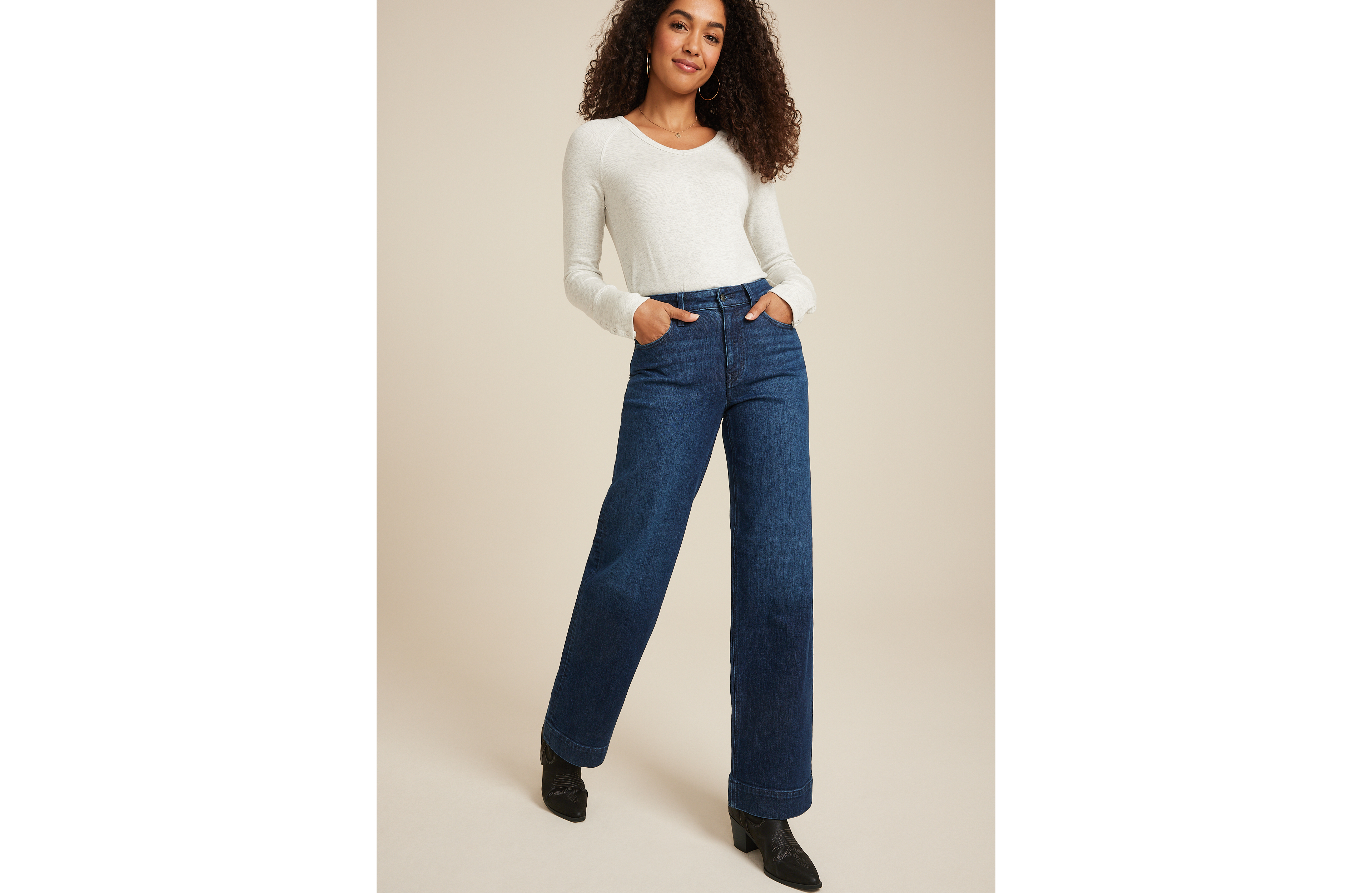 Dark High Rise Wide Leg Jean