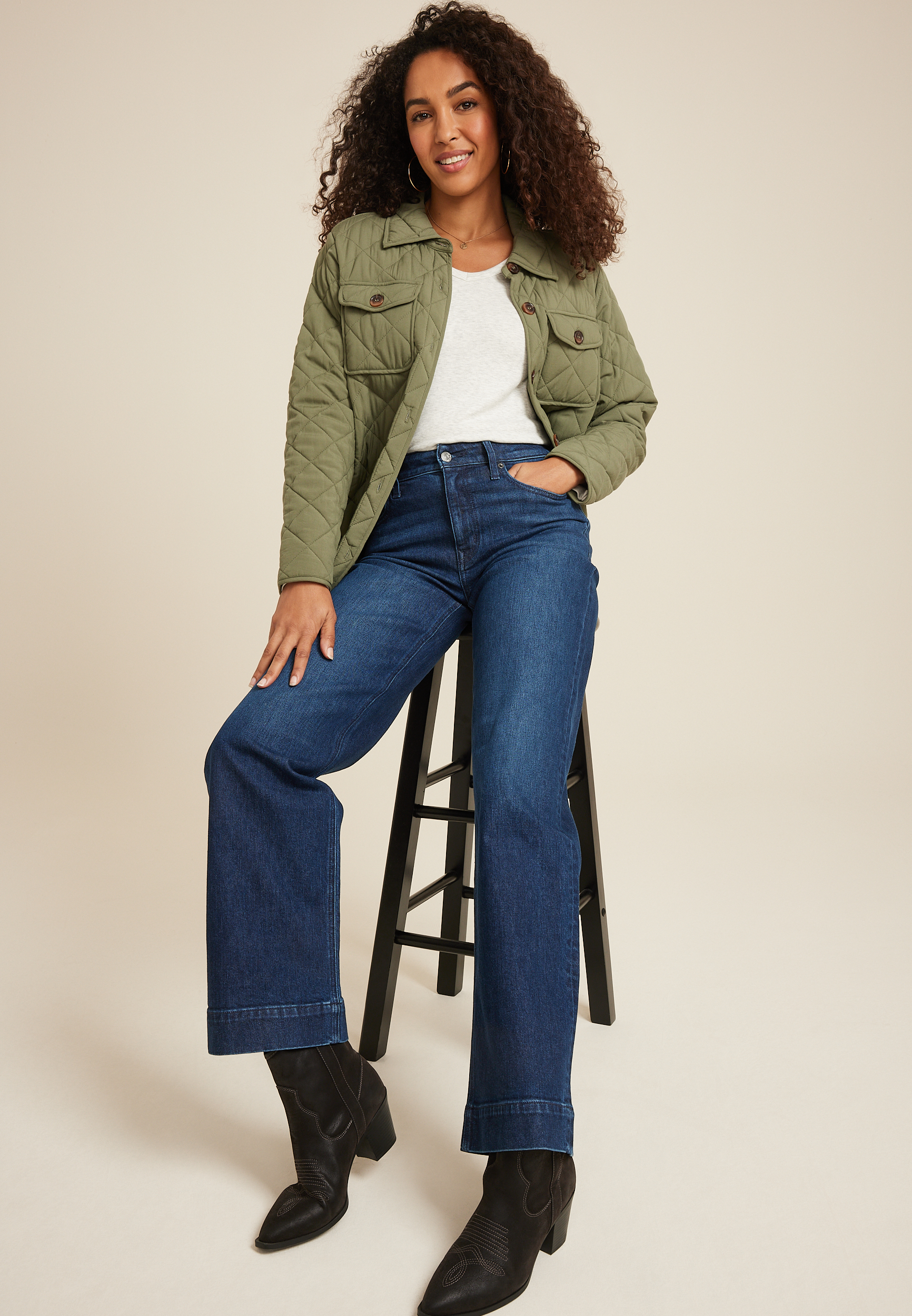 Dark High Rise Wide Leg Jean, C258, large