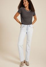 edgely&trade; High Rise Sparkle Relaxed Straight Jean, LIGHT SANDBLAST, small