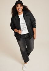 Plus Size Winter Bomber Jacket, C106, small