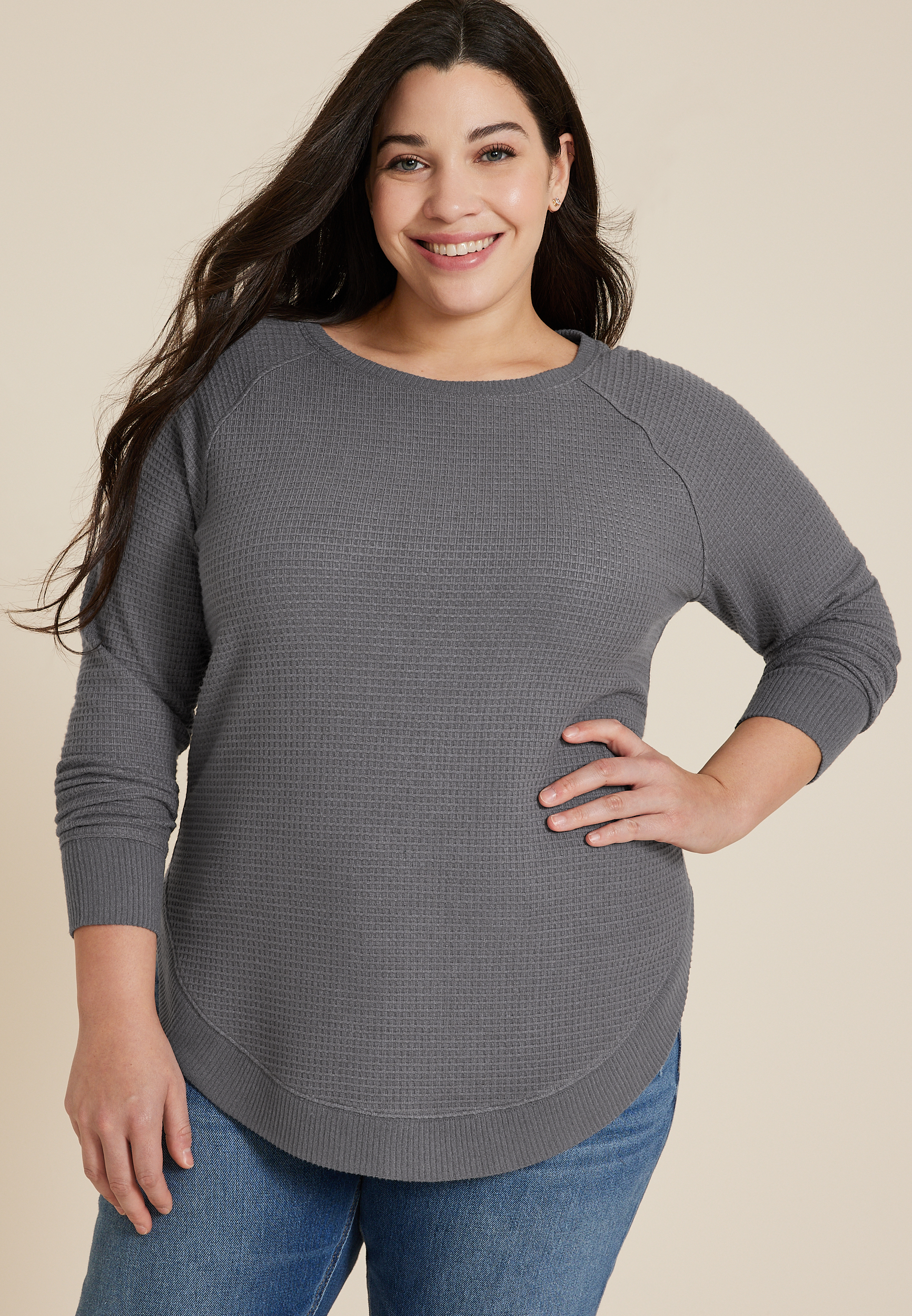 Plus Size Haven Waffle Tunic Top