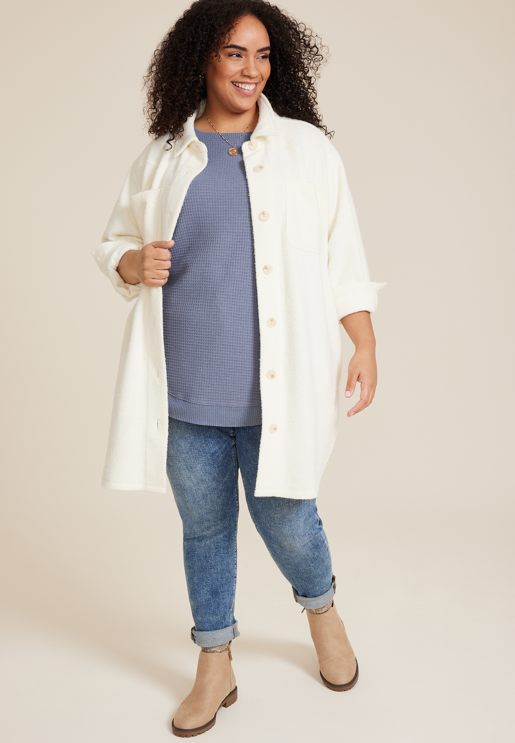 Plus Size Haven Waffle Tunic Top, C9727, large