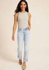 Everflex&trade; Mid Rise Slim Straight Cuff Ankle Jean, C2806, small