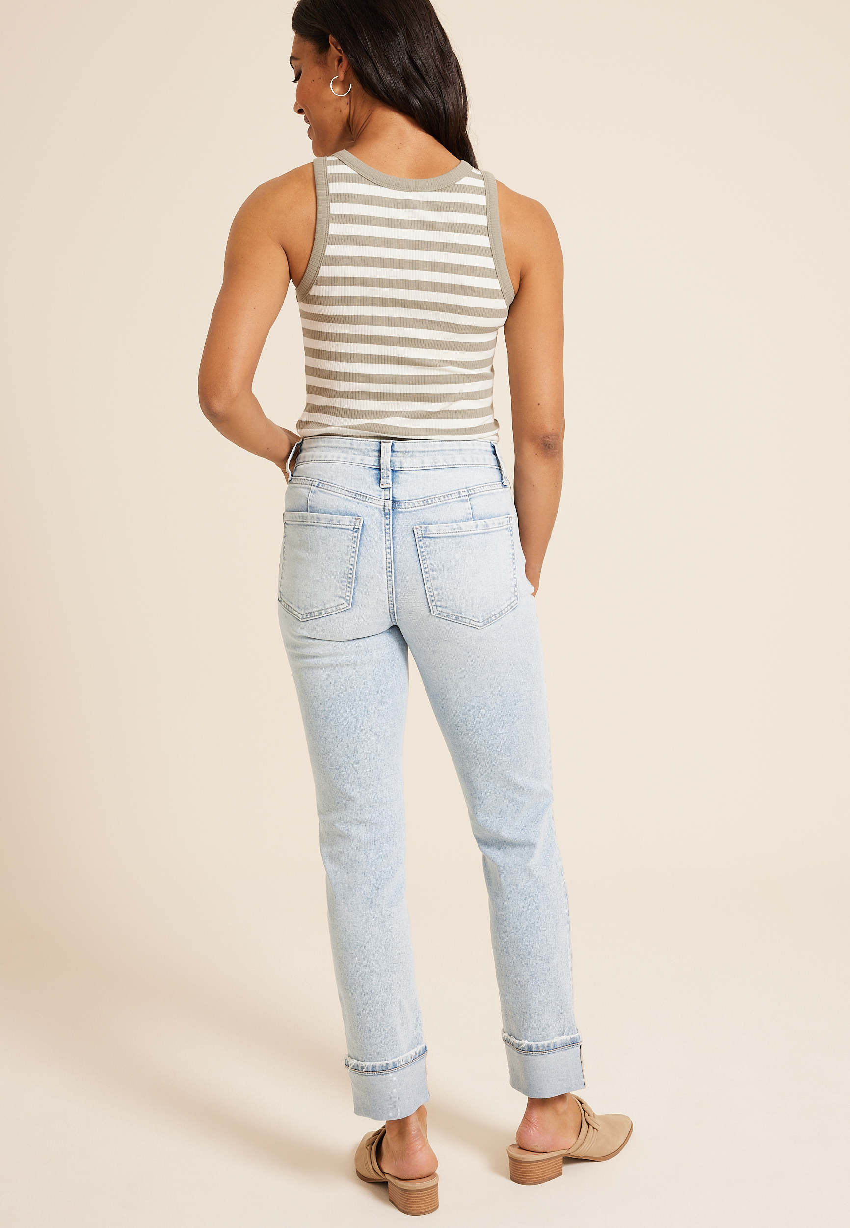 Everflex&trade; Mid Rise Slim Straight Cuff Ankle Jean, C2806, large