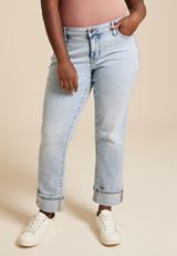 Plus Size Everflex&trade; Mid Rise Slim Straight Cuff Ankle Jean, , small