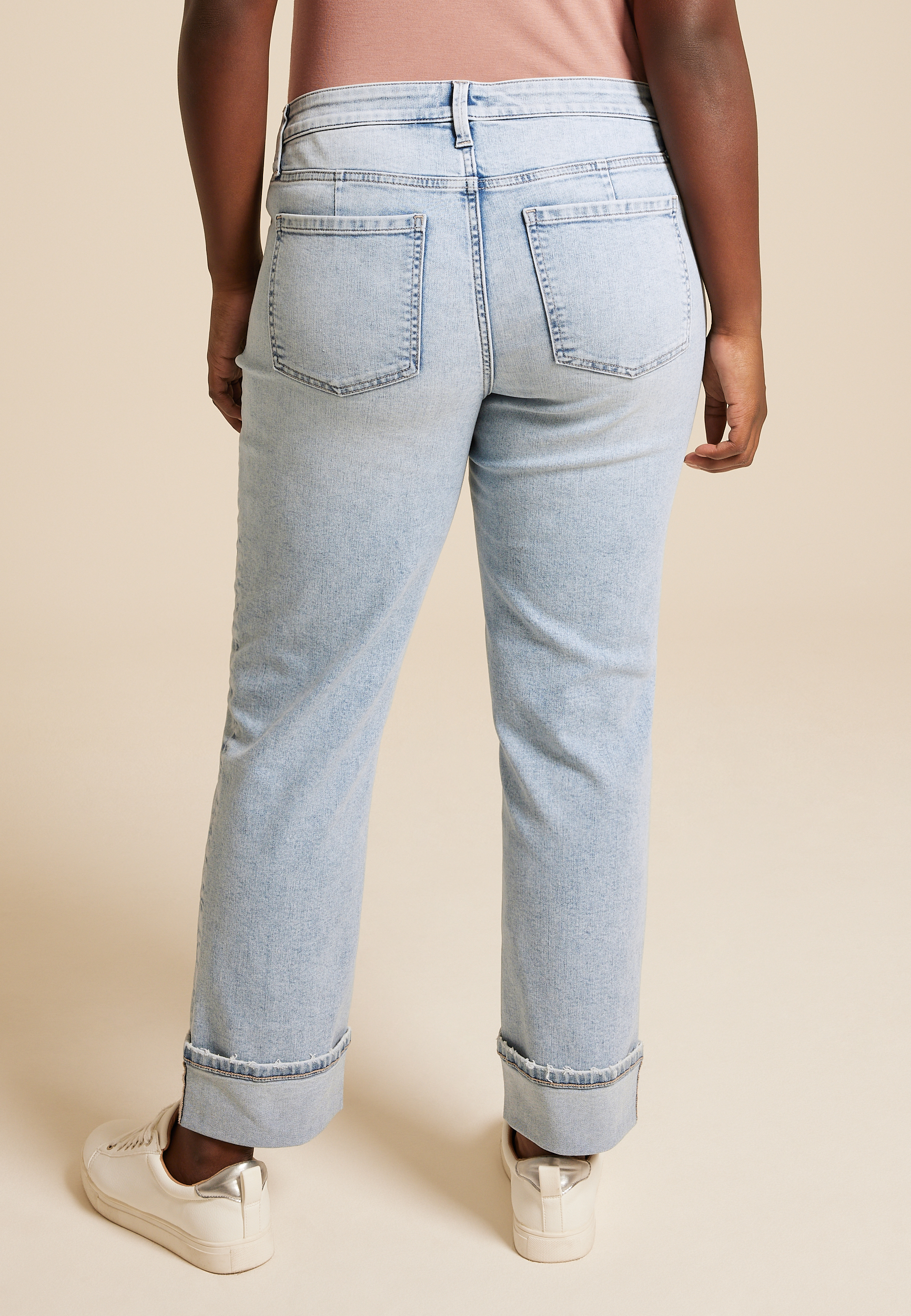 Plus Size Everflex&trade; Mid Rise Slim Straight Cuff Ankle Jean, , large