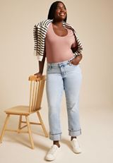 Plus Size Everflex&trade; Mid Rise Slim Straight Cuff Ankle Jean, , small
