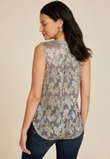 Atwood Plisse V Neck Tank Top, C2839, small