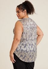 Plus Size Atwood Plisse V Neck Tank Top, C2839, small