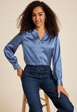 Satin Long Sleeve Blouse, C9724, small