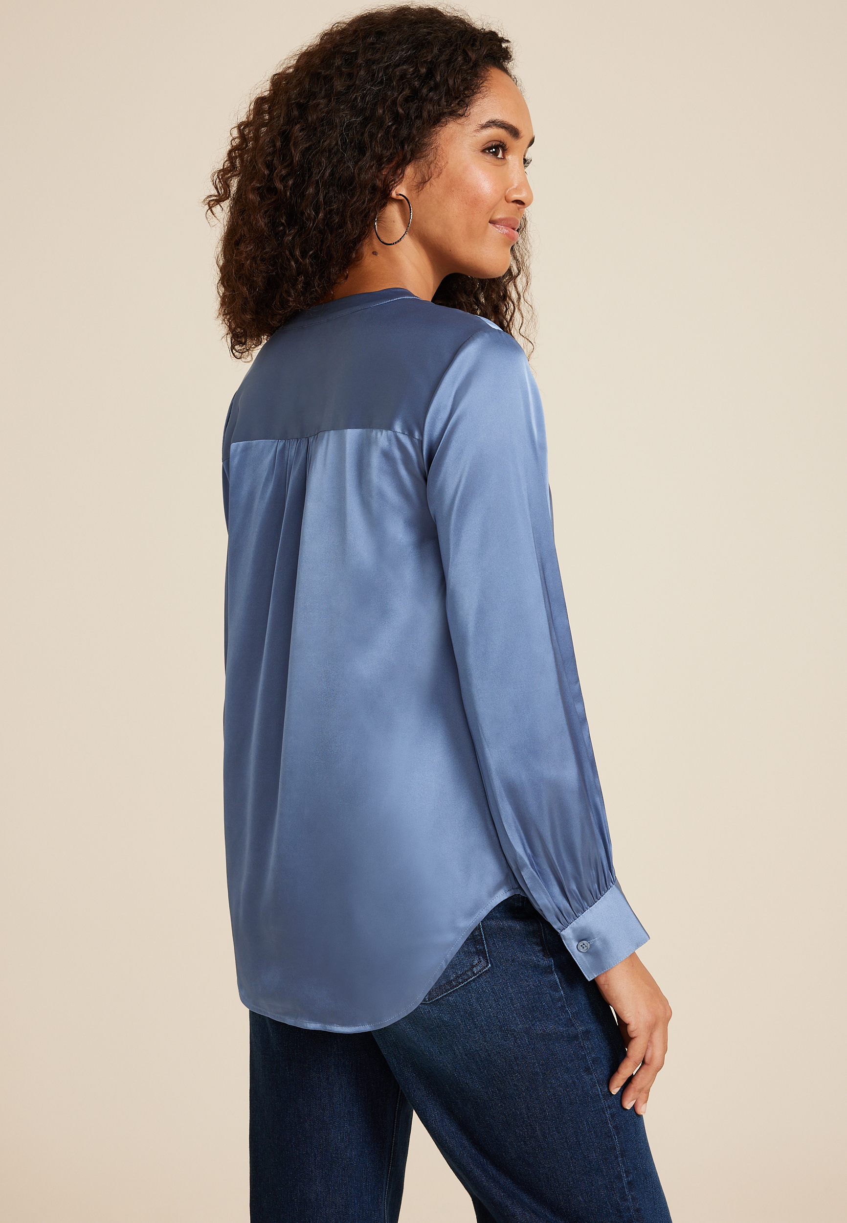 Satin Long Sleeve Blouse, C9724, large