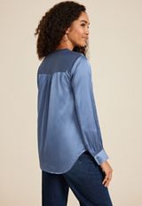 Satin Long Sleeve Blouse, C9724, small