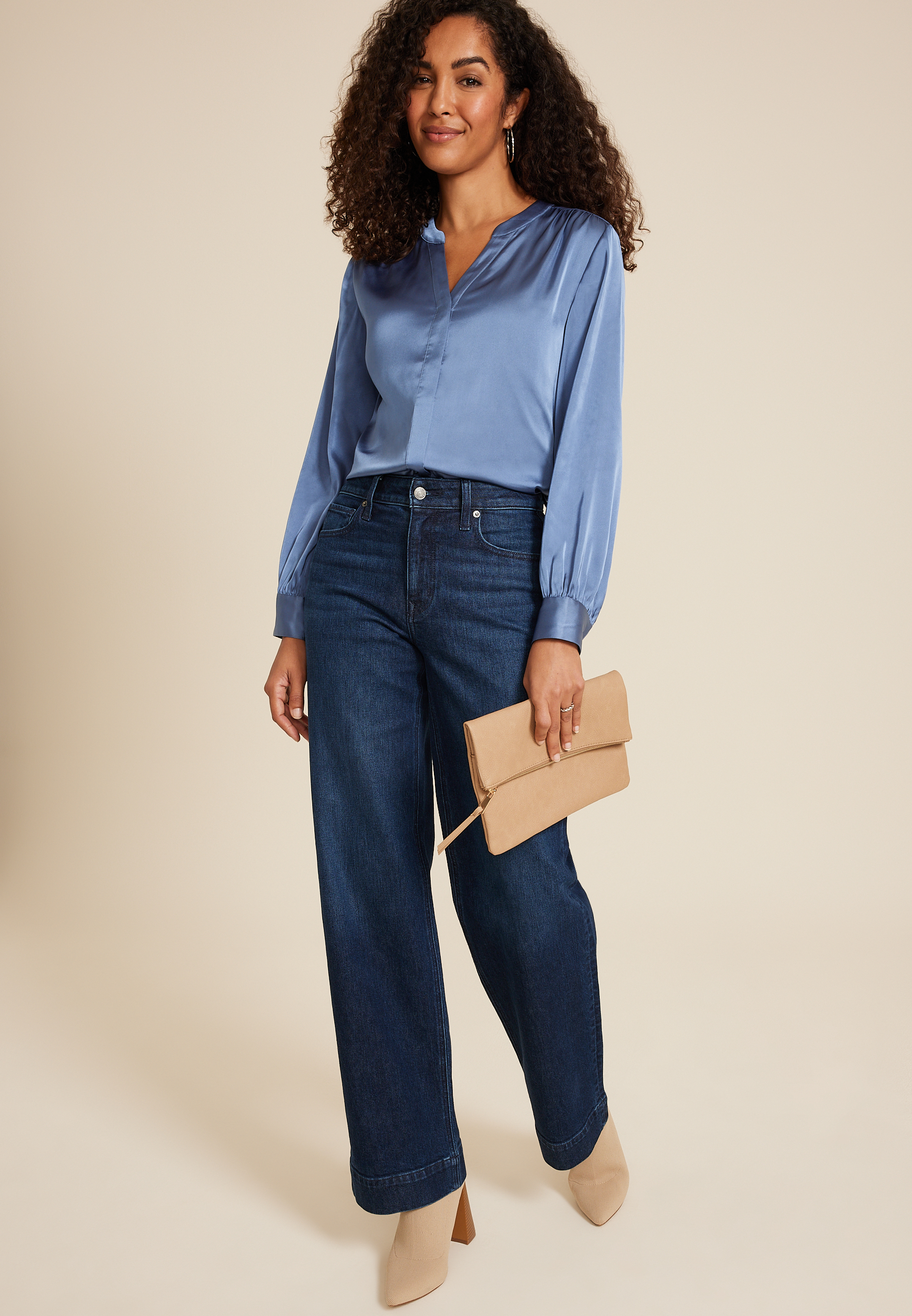Satin Long Sleeve Blouse, C9724, large