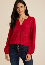 Metallic Floral Jacquard Blouse, C4744, small