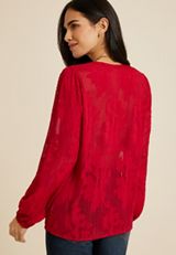 Metallic Floral Jacquard Blouse, C4744, small