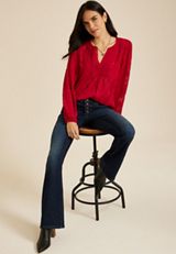 Metallic Floral Jacquard Blouse, C4744, small