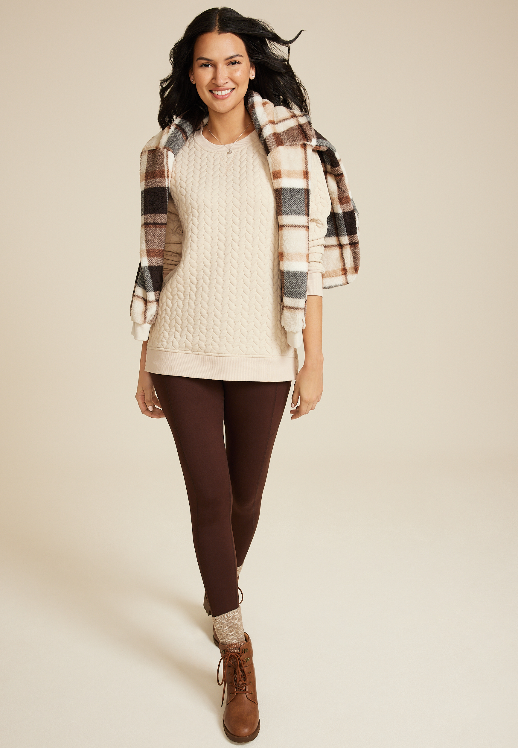 Quilted Snap Button Relaxed Fit Sweatshirt