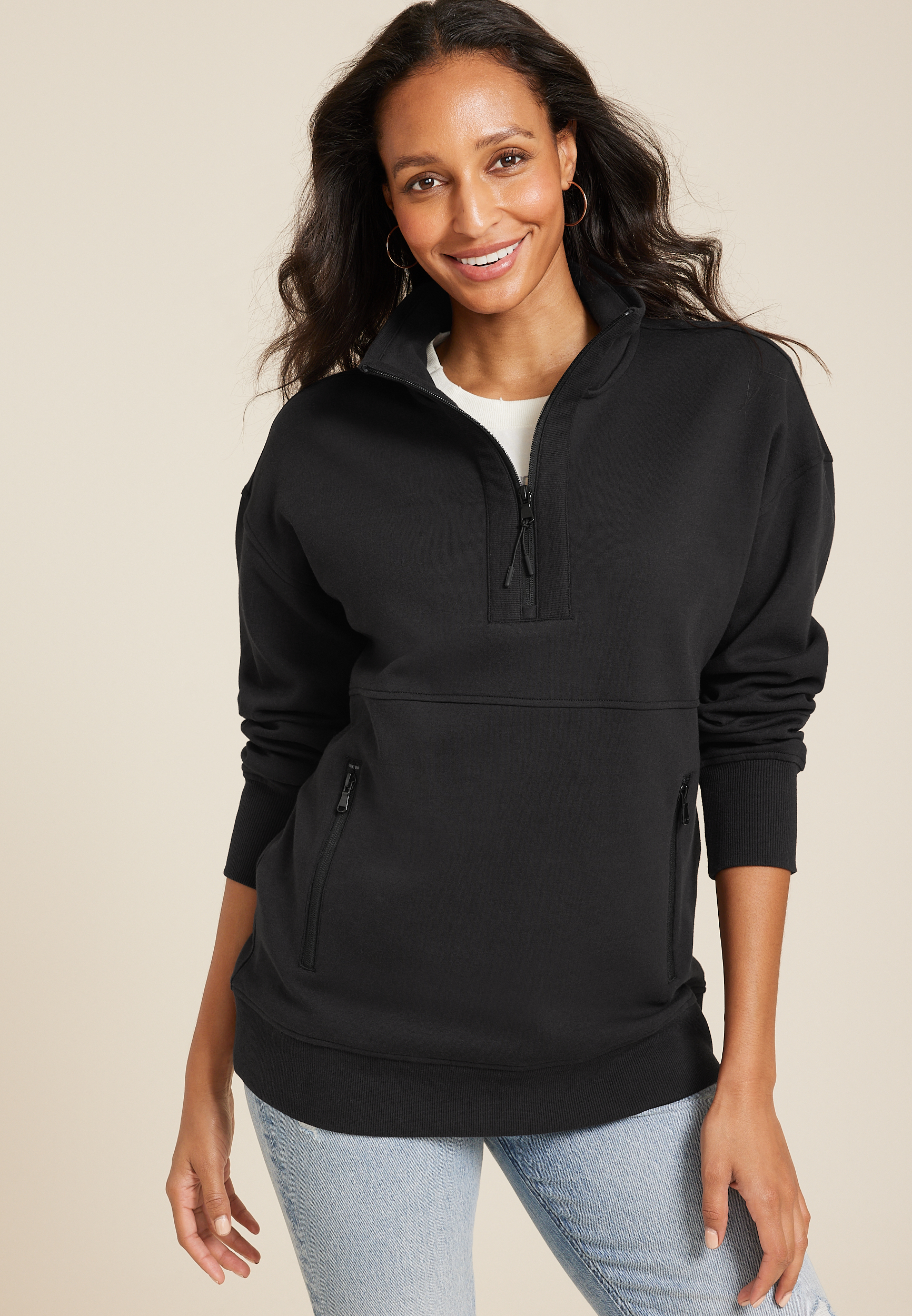 Athleisure Half Zip Pullover Sweatshirt